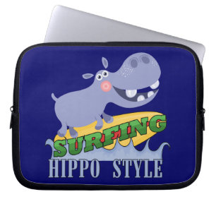 Funda Para Portátil Hippopotamus de la persona que practica surf