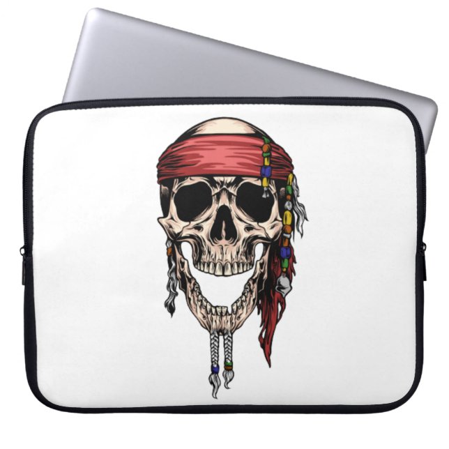 Funda Para Portátil Hippy Jolly Roger Skull  (Frente)