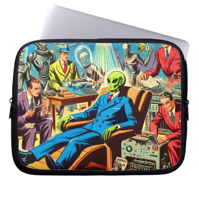 Funda Para Portátil Historietas Retro De Ufo Alien Sci-fi (Frente)