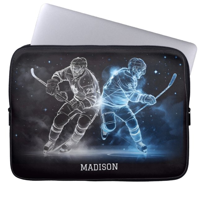 Funda Para Portátil Hockey sobre hielo de nombre personalizado (Frente)