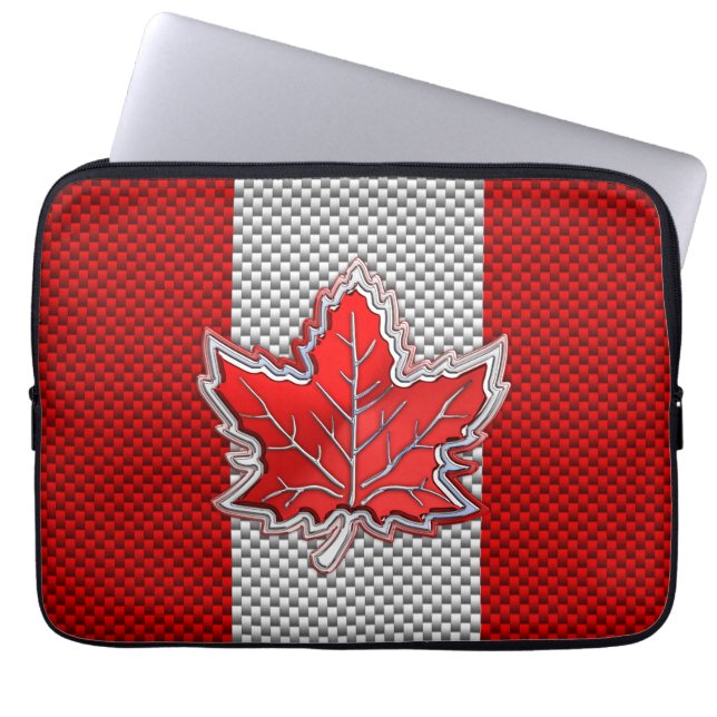 Funda Para Portátil Hoja de arce cromada canadiense en los estilos de  (Frente)