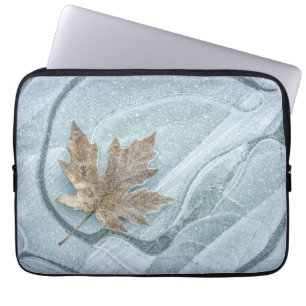 Funda Para Portátil Hoja de arce helada congelada en hielo