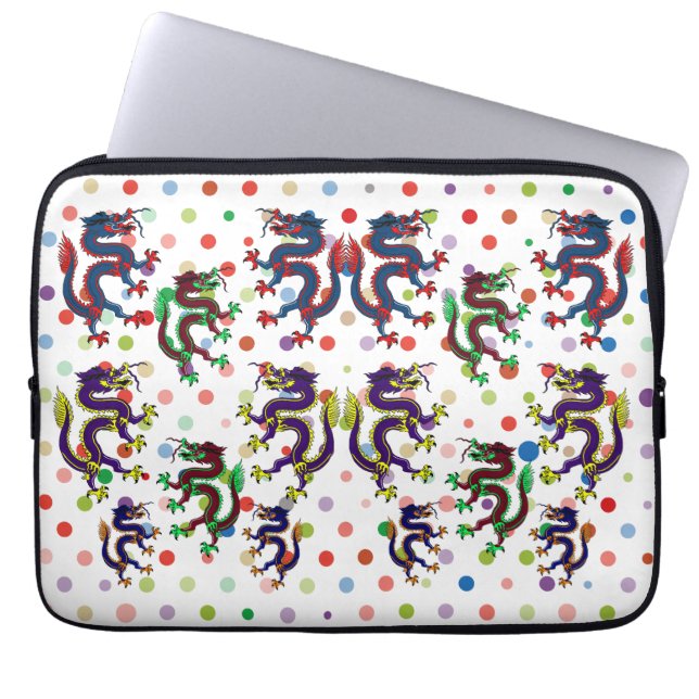 Funda Para Portátil hoja de collage de arte de fantasía de dragones ch (Frente)