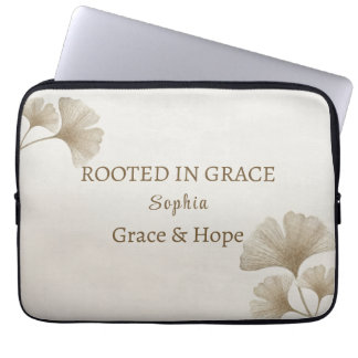 Funda Para Portátil Hoja de Ginkgo Dorada Personalizada con Nombre
