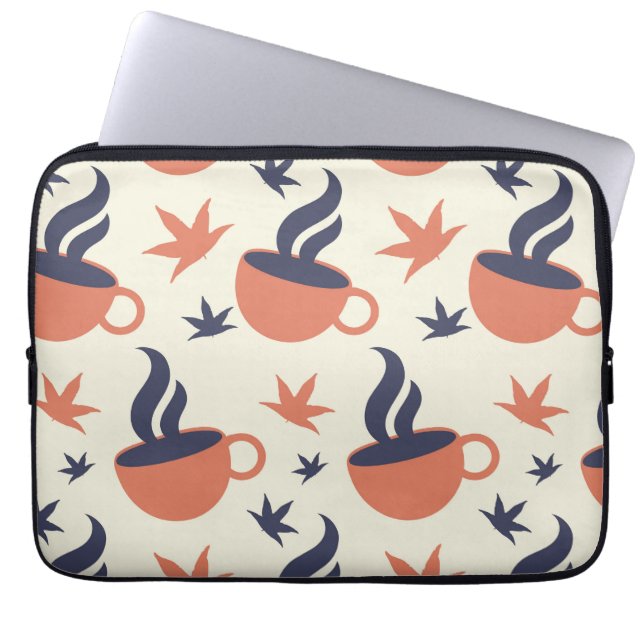 Funda Para Portátil Hoja de otoño, taza de café (Frente)