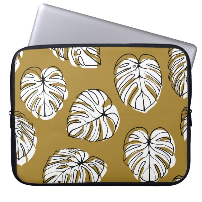 Funda Para Portátil Hoja Monstera, Patrón Textil Sin Marea. (Frente)
