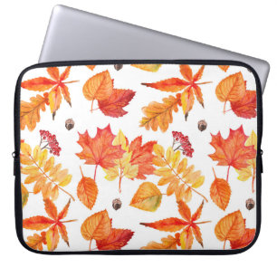 Funda Para Portátil Hojas acuarelas, patrón natural sin costuras.