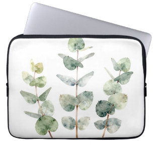 Funda Para Portátil Hojas Botánicas de Eucalipto en Acuarela
