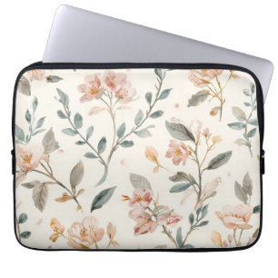 Funda Para Portátil Hojas de acuarela botánica floral pintadas de beig