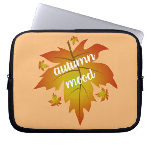 Funda Para Portátil Hojas de arce en la tipografía de humor de otoño