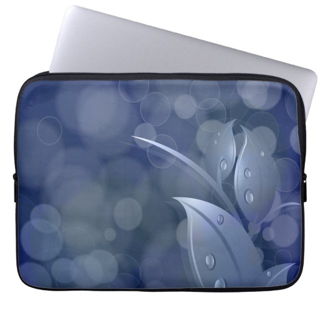 Funda Para Portátil Hojas de Bokeh Azul (Frente)