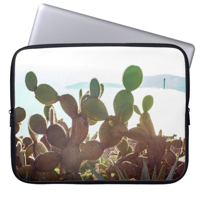 Funda Para Portátil Hojas de cactus. Planta al aire libre con luz inte (Frente)