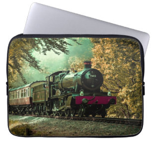 Funda Para Portátil Hojas de caída de la locomotora retro vintage