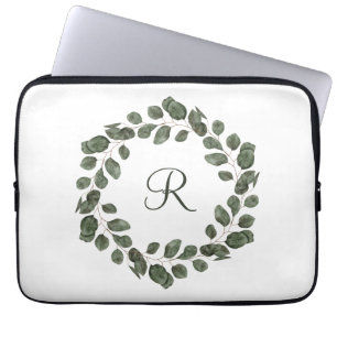 Funda Para Portátil Hojas de eucalipto elegantes modernas con monogram