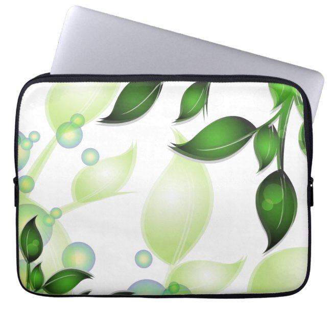 Funda Para Portátil Hojas de jardín frescas en blanco (Frente)