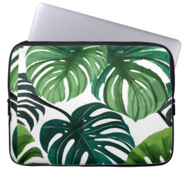 Funda Para Portátil Hojas de Monstera | Verde Moderno Botánico
