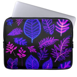 Funda Para Portátil Hojas de neón en tonos rosa y púrpura
