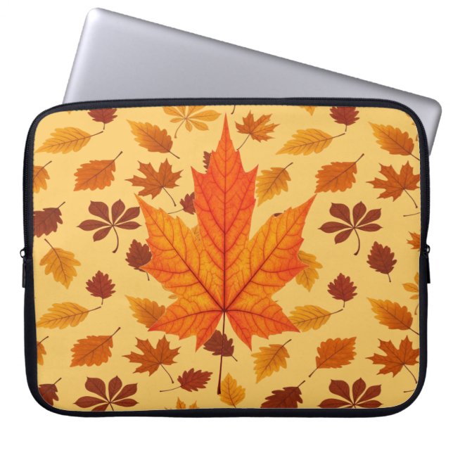 Funda Para Portátil Hojas de Otoño Doradas (Frente)