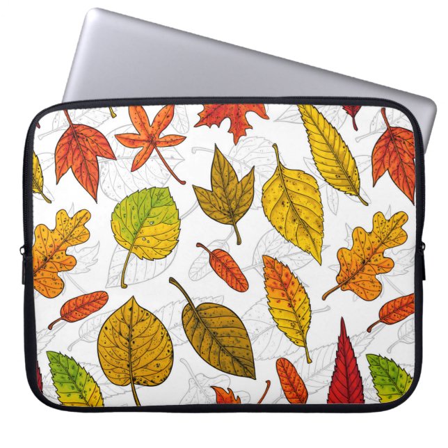 Funda Para Portátil Hojas de otoño en blanco (Frente)