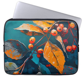 Funda Para Portátil Hojas de otoño y moras de rowan. Floral de otoño n