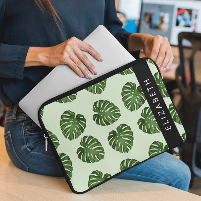 Funda Para Portátil Hojas de palma, patrón tropical, nombre (Subido por el creador)