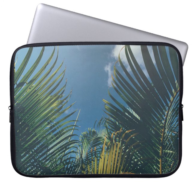 FUNDA PARA PORTÁTIL HOJAS DE PALMA TROPICAL (Frente)
