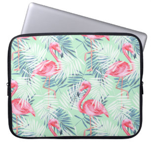 Funda Para Portátil Hojas de palma y flamencos