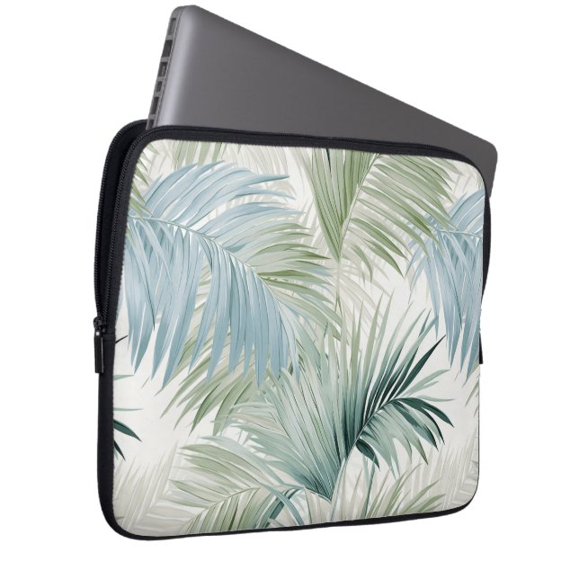 Funda Para Portátil Hojas de palmera verdes azules (Anverso derecho)