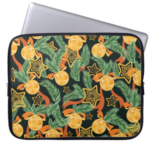 Funda Para Portátil Hojas de pino, estrellas: patrón festivo