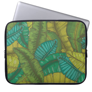 Funda Para Portátil Hojas de plátano: Mano de cosecha botánica
