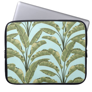 Funda Para Portátil Hojas de plátano sin foco. Patrón tropical vinta