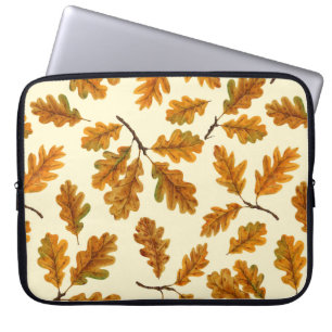 Funda Para Portátil Hojas de roble otoñales en blanco roto