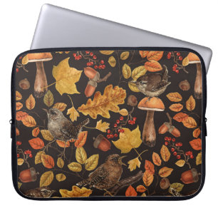 Funda Para Portátil Hojas otoñales, bayas, setas y venas