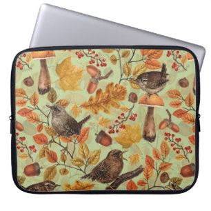 Funda Para Portátil Hojas otoñales, bayas, setas y venas