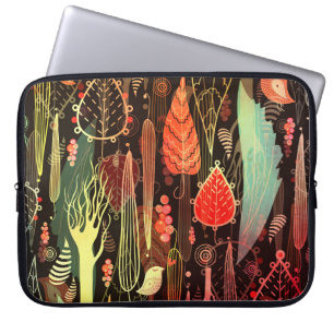 Funda Para Portátil Hojas otoñales: patrón oscuro sin costura.
