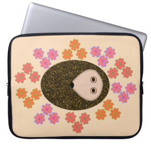 Funda Para Portátil Hojas para portátiles Sleepy Hedgehog y Flores