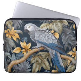 Funda Para Portátil Hojas tropicales de loro gris africano