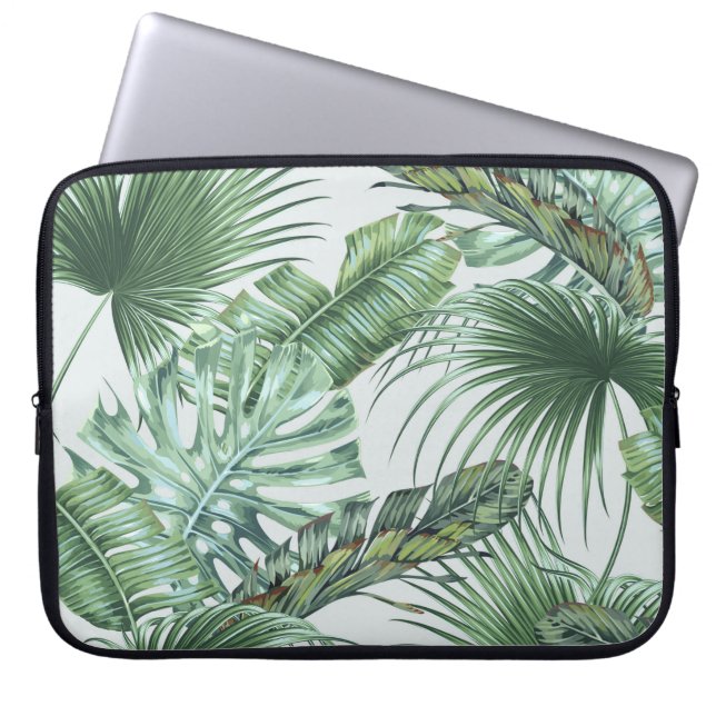 Funda Para Portátil Hojas tropicales de palma, monstera, hoja de pláta (Frente)