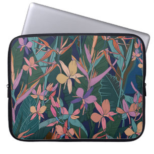 Funda Para Portátil Hojas tropicales, flores: vintage alineado.
