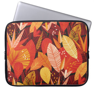 Funda Para Portátil Hojas Tropicales: Foliage geométrico colorido.