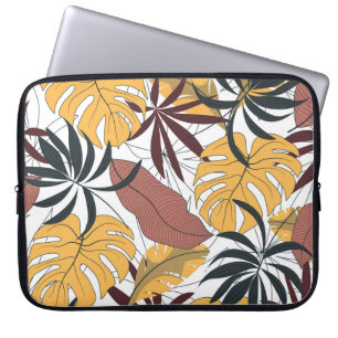 Funda Para Portátil Hojas tropicales: fondo vibrante sin costura.