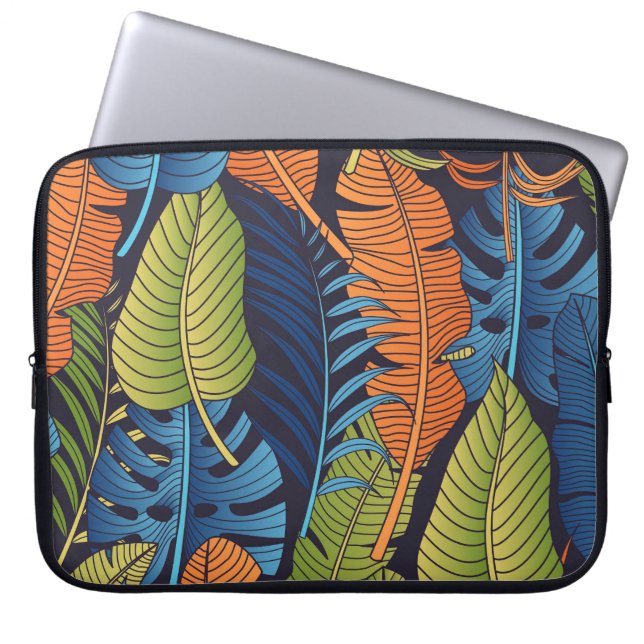 Funda Para Portátil Hojas tropicales, patrón floral sin costuras. (Frente)