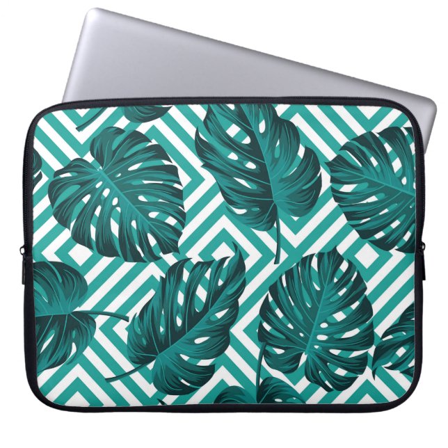Funda Para Portátil Hojas Tropicales: Patrón floral sin soldadura. (Frente)