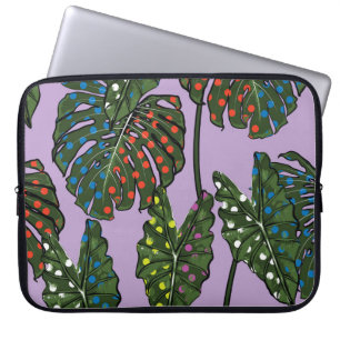 Funda Para Portátil Hojas tropicales: punto de polka vintage.