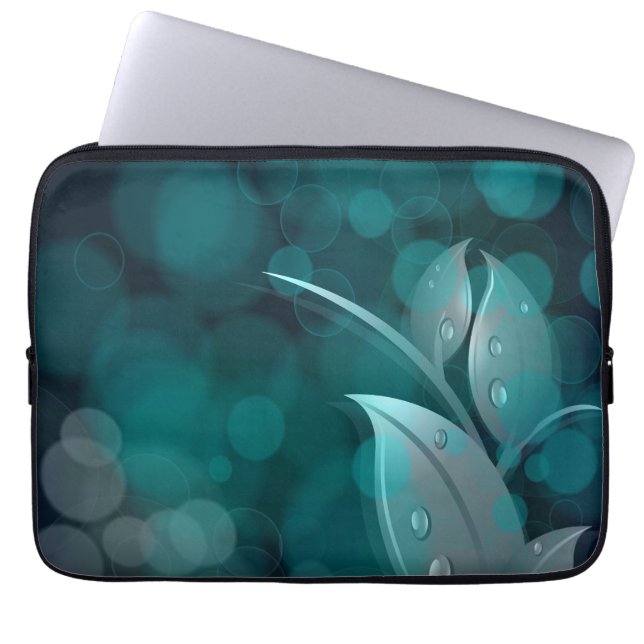 Funda Para Portátil Hojas verde azuladas de Bokeh (Frente)