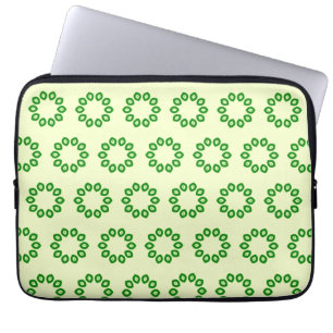 Funda Para Portátil Hojas verdes en círculo sobre amarillo