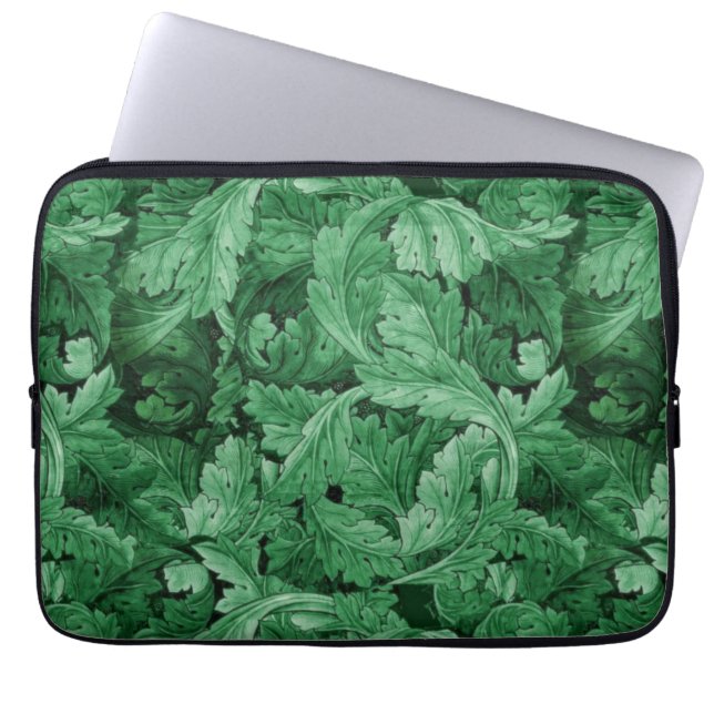 Funda Para Portátil Hojas verdes (por William Morris) (Frente)