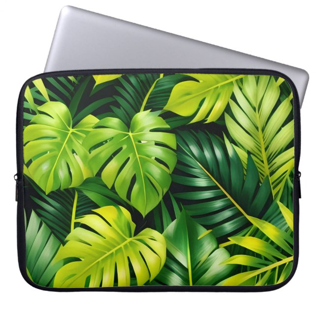 Funda Para Portátil Hojas Verdes Tropicales  (Frente)