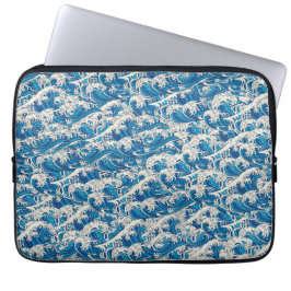 Funda Para Portátil Hokusai el patrón de la gran ola Nautical Blue wav