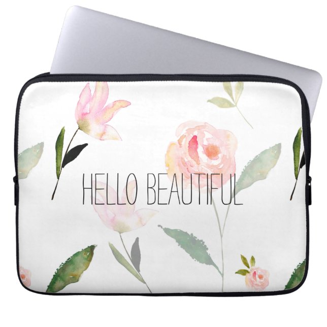 Funda Para Portátil Hola acuarela hermosa floral (Frente)